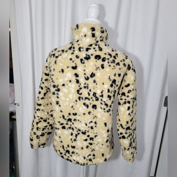 Loft Outlet Cozy Up Sherpa Quarter Button Jacket Cheetah small petite - Picture 2 of 9